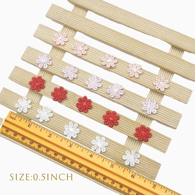 MSCFTFB 1000 Pieces 0.5inch Daisy Guipure Lace Applique Embroidered Floral Sew on Patch Mini Motif for Sewing Decoration Jewelry Making (Pale Pink) - Image 3
